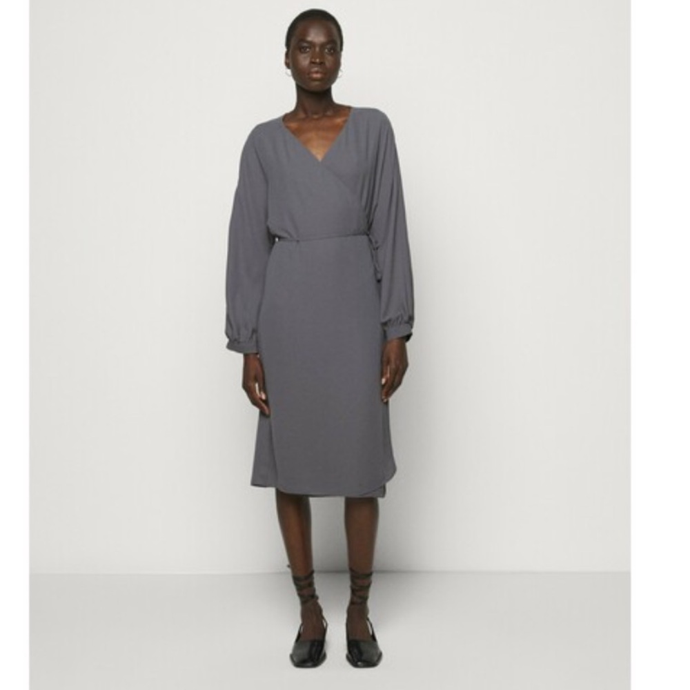 Filippa K Willa wrap Dress in gun metal grey sz 6